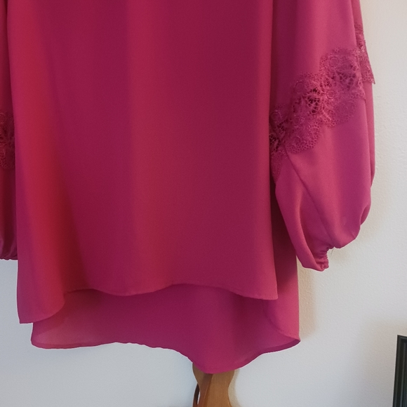 Cato • Women's Magenta Pink High-Low Puff Sleeve Tunic Top - Picture 6 of 14